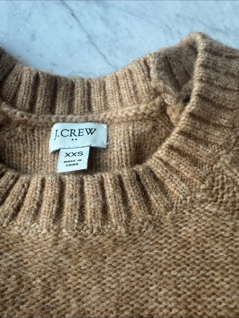 J. Crew Honey Camel Textured-Sleeve Crewneck Sweater - Picture 3 of 3